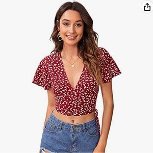 AMAZON FLORAL CROP WRAP AROUND TOP- SMALL